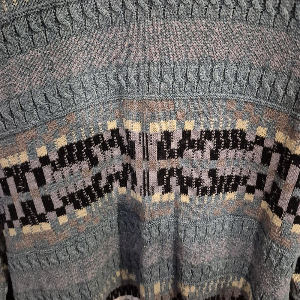 Men's Blue Patterned Sweater - Picture 2 of 3